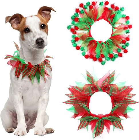 cyeollo 2 Pack Dog Costume Elastic Fancy Holiday Collars Ornaments for Pet Party Accessory Costume for Small Dogs Cats in Saudi Arabia