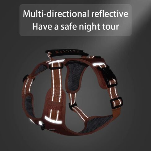مجموعة مقود لتسخير الكلاب بدون سحب للكلاب الكبيرة والمتوسطة والصغيرة الحجم - حزام صدرية للكلاب عاكس أكسفورد قابل للتعديل، مقود للكلاب بمقبض عاكس 5 أقدام ناعم، موزع أكياس البراز، 15 كيس نفايات، حزام مقعد الكلب in Kuwait