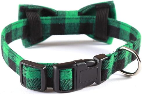 Love Dream Christmas Dog and Cat Collar with Bowtie, Soft and Comfortable Breakaway Plaid Dog Collar with Cute Bow Tie for Small Medium Large Dogs (Large) in Saudi Arabia
