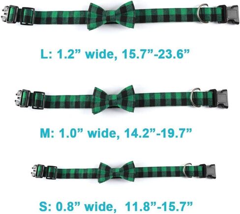 Love Dream Christmas Dog and Cat Collar with Bowtie, Soft and Comfortable Breakaway Plaid Dog Collar with Cute Bow Tie for Small Medium Large Dogs (Large) in Saudi Arabia