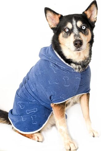 Dog Hooded Bathrobe - Premium Microfiber Quick Drying Pet Towel for Swim Bath & Beach Trips. Luxury & Soft for Pets of all Breeds and Sizes in Saudi Arabia