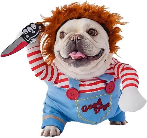 Pet Deadly Doll Dog Costume, Funny Dog Cosplay Novelty Halloween Costumes, Cute Dog Clothes for Small Medium Large Dogs Cats, Puppy Party Dress Up Apparel Outfit (Small) in Saudi Arabia