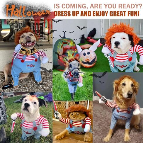 Pet Deadly Doll Dog Costume, Funny Dog Cosplay Novelty Halloween Costumes, Cute Dog Clothes for Small Medium Large Dogs Cats, Puppy Party Dress Up Apparel Outfit (Small) in Saudi Arabia