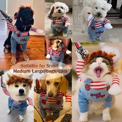 Pet Deadly Doll Dog Costume, Funny Dog Cosplay Novelty Halloween Costumes, Cute Dog Clothes for Small Medium Large Dogs Cats, Puppy Party Dress Up Apparel Outfit (Small) in Saudi Arabia