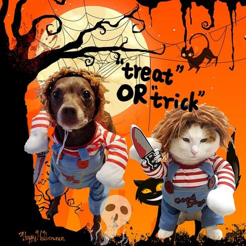 Pet Deadly Doll Dog Costume, Funny Dog Cosplay Novelty Halloween Costumes, Cute Dog Clothes for Small Medium Large Dogs Cats, Puppy Party Dress Up Apparel Outfit (Small) in Saudi Arabia