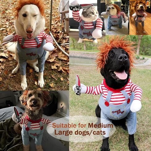 Pet Deadly Doll Dog Costume, Funny Dog Cosplay Novelty Halloween Costumes, Cute Dog Clothes for Small Medium Large Dogs Cats, Puppy Party Dress Up Apparel Outfit (Small) in Saudi Arabia