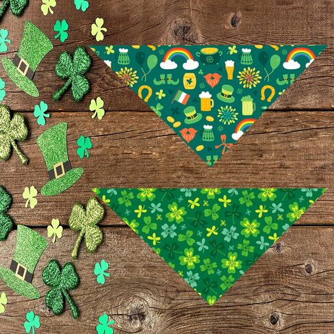St. Patrick Dog Cat Bandana, Holiday 2 Pack Bandana Irish Rainbow Shamrock Scarfs for Small Medium Large Dogs Cats Pet Puppies in Saudi Arabia