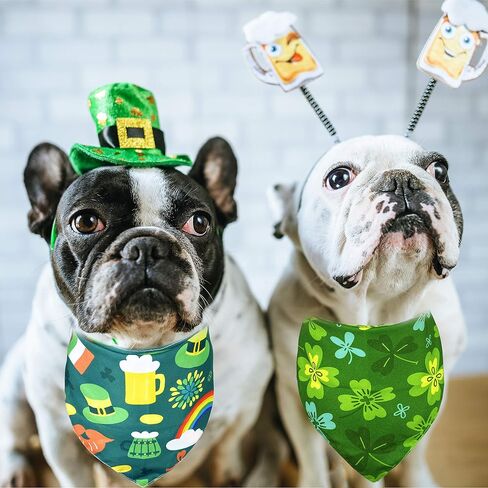 St. Patrick Dog Cat Bandana, Holiday 2 Pack Bandana Irish Rainbow Shamrock Scarfs for Small Medium Large Dogs Cats Pet Puppies in Saudi Arabia