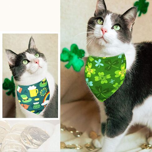 St. Patrick Dog Cat Bandana, Holiday 2 Pack Bandana Irish Rainbow Shamrock Scarfs for Small Medium Large Dogs Cats Pet Puppies in Saudi Arabia
