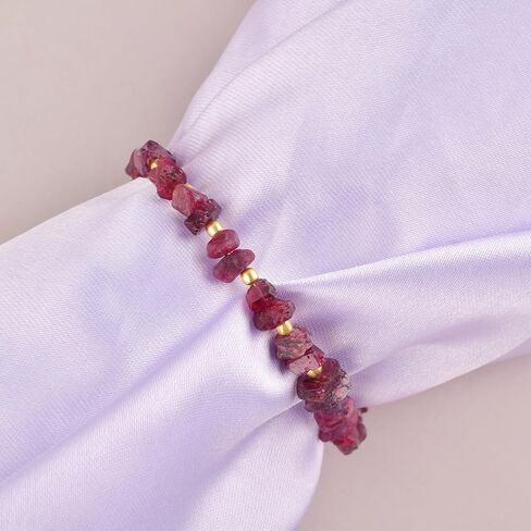 Manilata Natural Red Spinel Raw Bracelet, Rough Gemstone, Energy Healing Crystals, Birthday, Christmas Gift for Her, Gemstone Jewelry For Women 18 inch AAA+ Quality (Silver) in Saudi Arabia