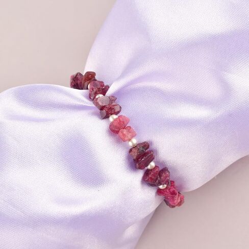 Manilata Natural Red Spinel Raw Bracelet, Rough Gemstone, Energy Healing Crystals, Birthday, Christmas Gift for Her, Gemstone Jewelry For Women 18 inch AAA+ Quality (Silver) in Saudi Arabia