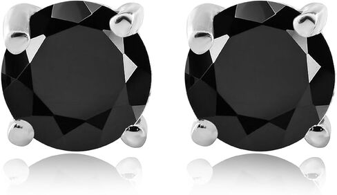 925 Sterling Silver Black Spinel Stud Earrings For Women & Girls, 4mm Hypoallergenic Stud, Birthstone, Cartilage Earring, Solitaire, Valentine's Day in Kuwait