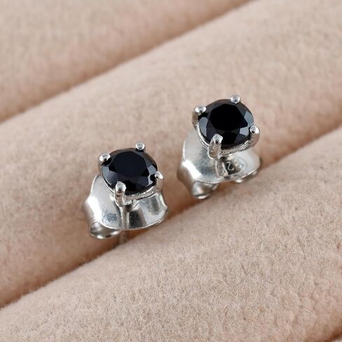 925 Sterling Silver Black Spinel Stud Earrings For Women & Girls, 4mm Hypoallergenic Stud, Birthstone, Cartilage Earring, Solitaire, Valentine's Day in Kuwait