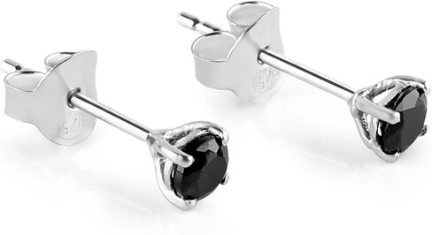 925 Sterling Silver Black Spinel Stud Earrings For Women & Girls, 4mm Hypoallergenic Stud, Birthstone, Cartilage Earring, Solitaire, Valentine's Day in Kuwait