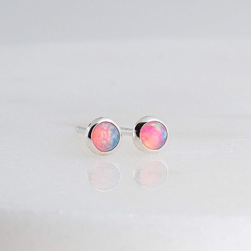 Sterling Silver Tiny Post Stud Piercing Earrings for Cartilage Tragus Helix Multiple Piercing Hypoallergenic Birthstone Jewelry for Women Bezel Set (Moonstone 3mm | Faceted) in Saudi Arabia