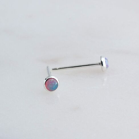 Sterling Silver Tiny Post Stud Piercing Earrings for Cartilage Tragus Helix Multiple Piercing Hypoallergenic Birthstone Jewelry for Women Bezel Set (Moonstone 3mm | Faceted) in Saudi Arabia