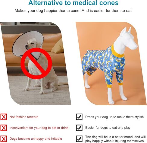 LovinPet Pitbull Dog Pajamas - Pet Anxiety Relief, Sun Protection Dog Pajamas, Comfy Stretchy Fabric, Dreamy Bear Print, Large Dog Pjs, Pet Jammies,Yellow 3XL in Kuwait