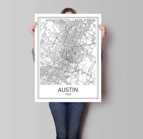 Austin Map Print City Maps of Austin Art Print Map Poster Texas Map Texas Black White Map Wall Art Map Modern Minimalist Wall Art Scandinavian Art City Map Poster 18x24 Unframed Wall Print in Saudi Arabia