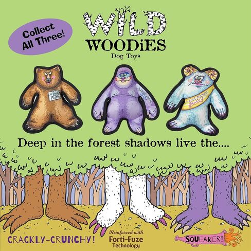 FUZZU Wild Woodies Dog Chew Toy | A Bear Named Pierre Dog Toy | Durable Squeaky Dog Toy | Dog Chew Toy | Rugged Dog Toy | Medium | 9" in Saudi Arabia