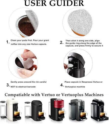 أختام أغطية رقائق الألومنيوم من CIS لإعادة استخدام كبسولات قهوة نسبرسو، 100 قطعة من سدادات أغطية كبسولات Vertuo القابلة لإعادة الاستخدام، متوافقة مع Nespresso VertuoLine in Kuwait