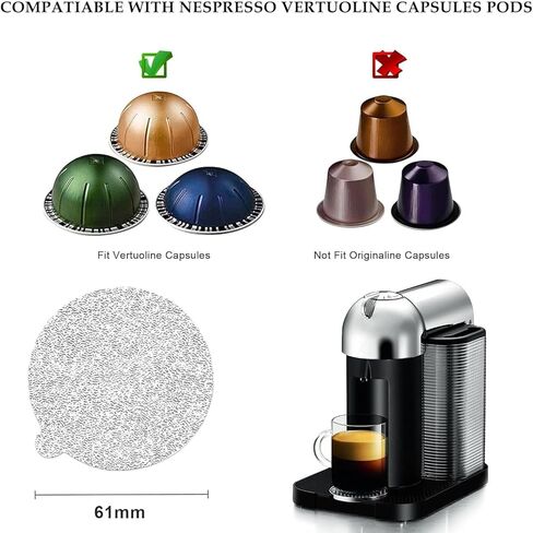أختام أغطية رقائق الألومنيوم من CIS لإعادة استخدام كبسولات قهوة نسبرسو، 100 قطعة من سدادات أغطية كبسولات Vertuo القابلة لإعادة الاستخدام، متوافقة مع Nespresso VertuoLine in Kuwait