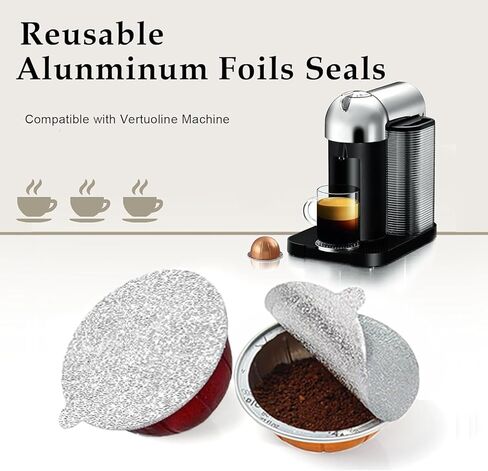 أختام أغطية رقائق الألومنيوم من CIS لإعادة استخدام كبسولات قهوة نسبرسو، 100 قطعة من سدادات أغطية كبسولات Vertuo القابلة لإعادة الاستخدام، متوافقة مع Nespresso VertuoLine in Kuwait