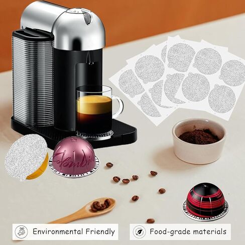 أختام أغطية رقائق الألومنيوم من CIS لإعادة استخدام كبسولات قهوة نسبرسو، 100 قطعة من سدادات أغطية كبسولات Vertuo القابلة لإعادة الاستخدام، متوافقة مع Nespresso VertuoLine in Kuwait