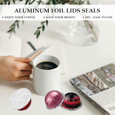 أختام أغطية رقائق الألومنيوم من CIS لإعادة استخدام كبسولات قهوة نسبرسو، 100 قطعة من سدادات أغطية كبسولات Vertuo القابلة لإعادة الاستخدام، متوافقة مع Nespresso VertuoLine in Kuwait