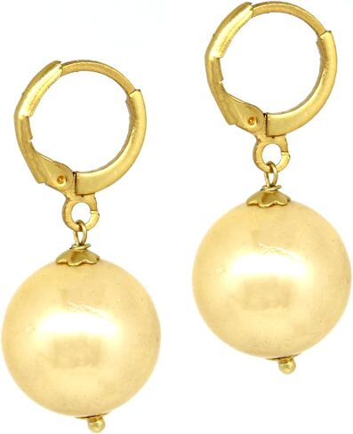 Gempires Natural Golden Shell Pearl Hoop Earring, Meditation Earring, Handmade Jewelry, Gift for Her (Golden Pearl) in Saudi Arabia