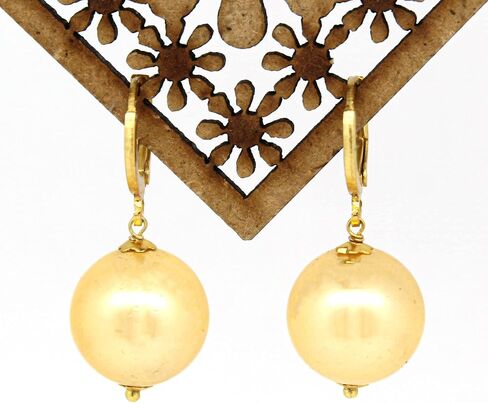 Gempires Natural Golden Shell Pearl Hoop Earring, Meditation Earring, Handmade Jewelry, Gift for Her (Golden Pearl) in Saudi Arabia