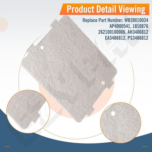 مجموعتان WB39X10034/262100100006 (3-7/8 × 4-1/4 بوصة) غطاء دليل الموجي لميكروويف جنرال إلكتريك GE CEB1590SJ1SS CEB1599EL1DS CEB1599ELDS in Kuwait