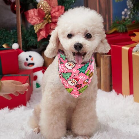 CROWNED BEAUTY Christmas Dog Bandanas Reversible Large 2 Pack, HO HO HO Set, Adjustable Triangle Scarves for Medium Large Extra Large Dogs Girl Boy Pets DB81-L in Saudi Arabia