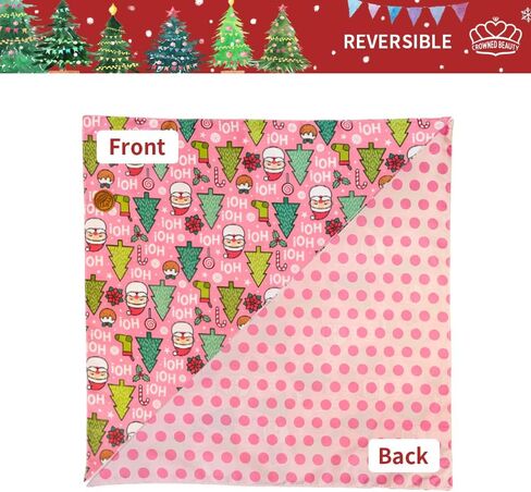 CROWNED BEAUTY Christmas Dog Bandanas Reversible Large 2 Pack, HO HO HO Set, Adjustable Triangle Scarves for Medium Large Extra Large Dogs Girl Boy Pets DB81-L in Saudi Arabia