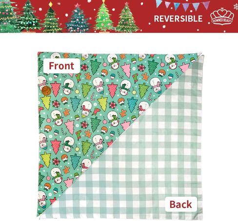 CROWNED BEAUTY Christmas Dog Bandanas Reversible Large 2 Pack, HO HO HO Set, Adjustable Triangle Scarves for Medium Large Extra Large Dogs Girl Boy Pets DB81-L in Saudi Arabia