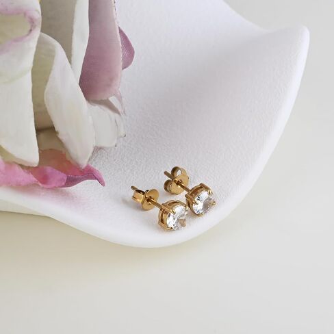 Cubic Zirconia Stud Earrings Gold Studs Earrings for Women Diamond Earrings Hypoallergenic Earrings Gold Earrings for Women in Saudi Arabia