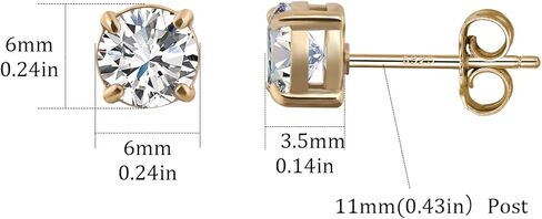 Cubic Zirconia Stud Earrings Gold Studs Earrings for Women Diamond Earrings Hypoallergenic Earrings Gold Earrings for Women in Saudi Arabia