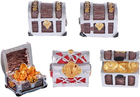 5pcs Pirate Chest Delicate Aquarium Decor Treasure Chest Decor Fish Tank Accessory Microlandscape Treasure Case Aquarium Supply Resin Craft Resin Aquarium Decor Fish Tank Landscape in Saudi Arabia
