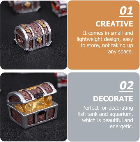 5pcs Pirate Chest Delicate Aquarium Decor Treasure Chest Decor Fish Tank Accessory Microlandscape Treasure Case Aquarium Supply Resin Craft Resin Aquarium Decor Fish Tank Landscape in Saudi Arabia