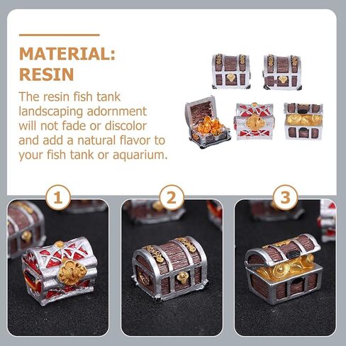 5pcs Pirate Chest Delicate Aquarium Decor Treasure Chest Decor Fish Tank Accessory Microlandscape Treasure Case Aquarium Supply Resin Craft Resin Aquarium Decor Fish Tank Landscape in Saudi Arabia