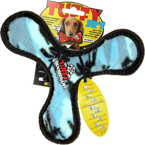 TUFFY - لعبة World's Tuffest الناعمة للكلاب - لعبة Boomerang - أصوات زقزقة - طبقات متعددة. مصنوعة متينة وقوية وصعبة. لعب تفاعلي (الشد والقذف والجلب). يمكن غسلها في الغسالة وتطفو (للصغار، عظمة صفراء) in Kuwait