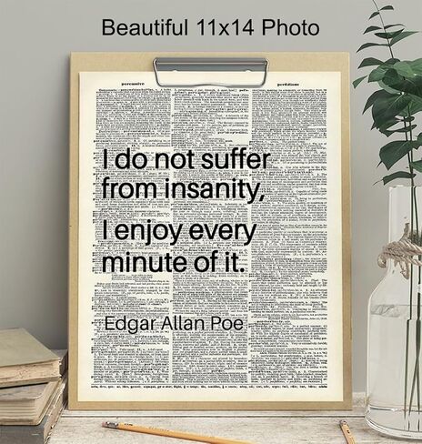 Edgar Allan Poe Quote Art LARGE 11x14 - Typography Dictionary Wall Decor for Bedroom, Living Room, Office - Funny Saying, Unique Gift - Poster - Cool Quotes, Sarcastic Sayings, Funny Sayings Wall Art in Saudi Arabia