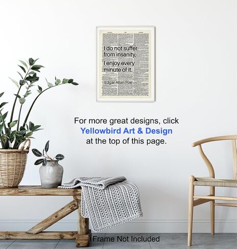 Edgar Allan Poe Quote Art LARGE 11x14 - Typography Dictionary Wall Decor for Bedroom, Living Room, Office - Funny Saying, Unique Gift - Poster - Cool Quotes, Sarcastic Sayings, Funny Sayings Wall Art in Saudi Arabia