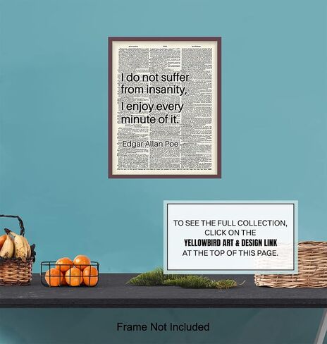 Edgar Allan Poe Quote Art LARGE 11x14 - Typography Dictionary Wall Decor for Bedroom, Living Room, Office - Funny Saying, Unique Gift - Poster - Cool Quotes, Sarcastic Sayings, Funny Sayings Wall Art in Saudi Arabia