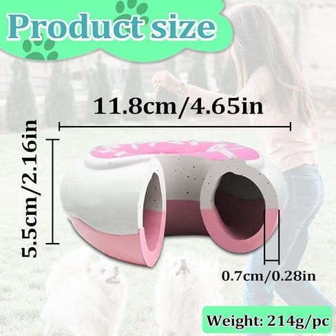 Andiker Dog Squeaky Toy, 4.65inches Rubber Dog Chew Toys for Aggressive Chewers, Donut Shape Interactive Dog Toys with a Creamy Flavor for Medium Large Breeds to Chew and Play (Pink) in Kuwait