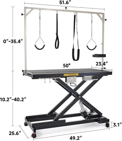 CO-Z Electric Dog Grooming Table, 50" Heavy Duty Pet Grooming Table with Height Adjustable Leveling Wheels 4 Nooses Tool Organizer, Large Dog Grooming Station for Pets Bathing Drying, 240lb Cap, Black in Saudi Arabia