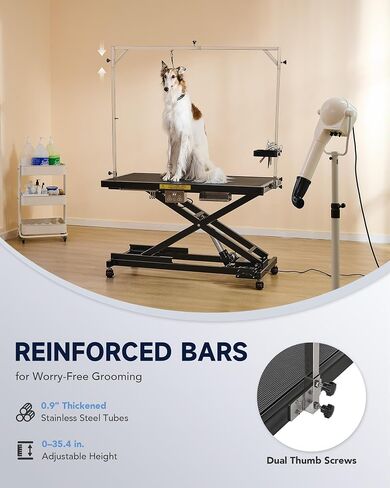 CO-Z Electric Dog Grooming Table, 50" Heavy Duty Pet Grooming Table with Height Adjustable Leveling Wheels 4 Nooses Tool Organizer, Large Dog Grooming Station for Pets Bathing Drying, 240lb Cap, Black in Saudi Arabia