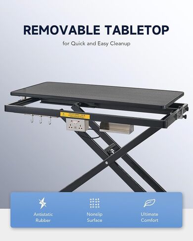 CO-Z Electric Dog Grooming Table, 50" Heavy Duty Pet Grooming Table with Height Adjustable Leveling Wheels 4 Nooses Tool Organizer, Large Dog Grooming Station for Pets Bathing Drying, 240lb Cap, Black in Saudi Arabia