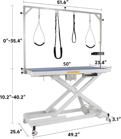 طاولة العناية بالكلاب الكهربائية من CO-Z، طاولة للعناية بالحيوانات الأليفة شديدة التحمل مقاس 50 بوصة مع عجلات تسوية قابلة للتعديل للارتفاع و4 منظم أدوات أنوف، محطة كبيرة للعناية بالكلاب للحيوانات الأليفة أثناء الاستحمام والتجفيف، غطاء بوزن 240 رطل، أسود in Kuwait