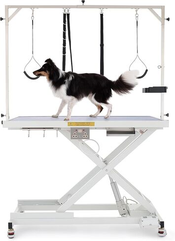 طاولة العناية بالكلاب الكهربائية من CO-Z، طاولة للعناية بالحيوانات الأليفة شديدة التحمل مقاس 50 بوصة مع عجلات تسوية قابلة للتعديل للارتفاع و4 منظم أدوات أنوف، محطة كبيرة للعناية بالكلاب للحيوانات الأليفة أثناء الاستحمام والتجفيف، غطاء بوزن 240 رطل، أسود in Kuwait