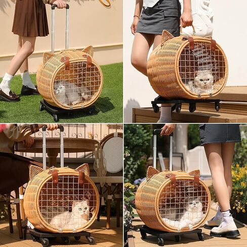 La La Pet® حاملة الحيوانات الأليفة المحمولة مع عجلات حاملة سفر للحيوانات الأليفة حقيبة سفر للحيوانات الأليفة حقيبة سفر للقطط حاملة للكلاب للسفر للحيوانات الصغيرة in Kuwait